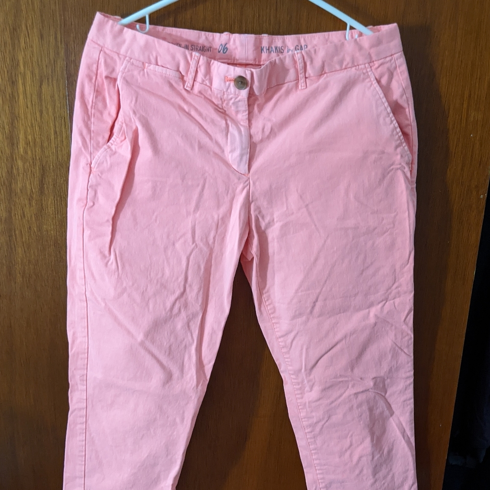 Broken-in straight khaki pants by Gap